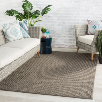 Jaipur Living Iver Indoor/Outdoor Solid Gray/Taupe Area Rug, 10'x14'