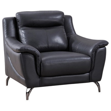 American Eagle Furniture Faux Leather Accent Chair in Black