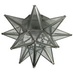 Quintana Roo - Moravian Star Ceiling Light, Flush Mount, Seedy Glass, Silver Trim - You will love these beautiful and elegant Glass Moravian Star Ceiling Lights and the unique ambiance they create! They make an excellent focal point for any room. Clear glass provides the most light, Seedy glass a bit opaque, Frosted glass even more opaque, Antique glass a warm, golden glow.