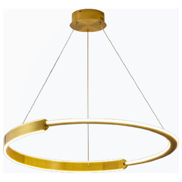 Modern gold ring led chandelier for living room, dining room, bedroom, bar, 15.8"