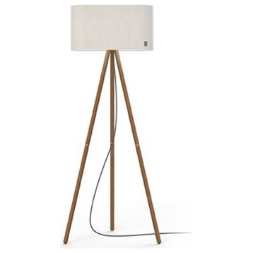 Pablo Designs Belmont Floor Lamp, White, Walnut