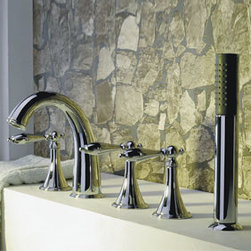 Classic Brass Tub Faucet with Hand Shower - Chrome Finish T0453W - Bathtub Faucets