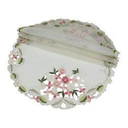 Xia Home Fashions - Fairy Garden Embroidered Cutwork 12" Round Doily, Set of 4 - Placemats