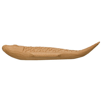 Decorative Hand Carved Wood Fish, Natural