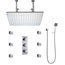 24" Ceiling Shower Rain Head Set With Shower Body Jets