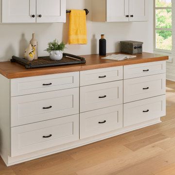 White, Solid, Real Wood, White Birch Laundry Room Cabinets