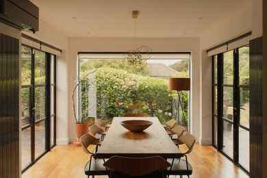 This is an example of a contemporary dining room in London.