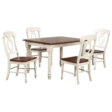 Sunset Trading Andrews 5-Piece 60" Napoleon Extendable Wood Dining Set in White