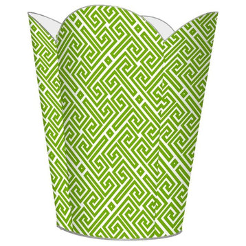 Lime Fret Wastepaper Basket, No Tissue Box Cover