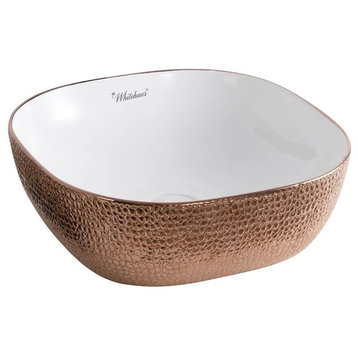 Whitehaus WH71301-F23 Square Basin w/ Embossed Exterior And Smooth Interior