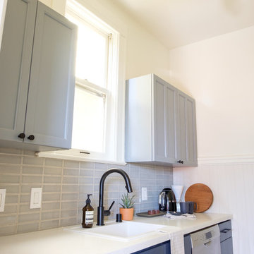 Two Tone Grey and Blue Kitchen Backsplash