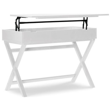 Linon Peggy Lift Top Stand Up Wood Desk in White