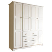 Family 100-percent Solid Wood Wardrobe (All Shelves Sold Separately), White