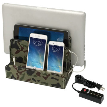 Multi-Device Charging Station & Dock, Camo, With 4-Port Usb Power Strip