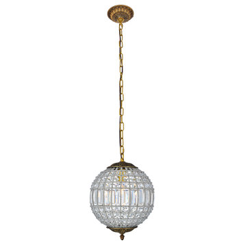 Olivia 1-Light Pendant, French Gold With Clear Royal Cut Crystal