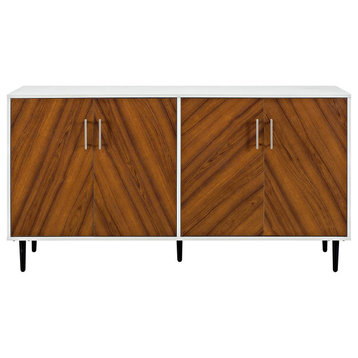 Mid Century Sideboard, MDF Construction With 2 Cabinets, Two Tone Design