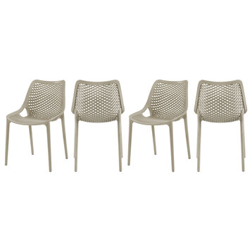 Mykonos Outdoor Patio Dining Chair (Set of 4), Taupe, Armless