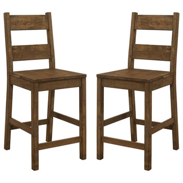 Set of 2 Counter Height Stools, Brown