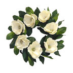 Faux Magnolia Blossom Wreath, 24"