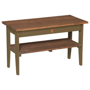 Farmhouse Pine Coffee Table, Olive Green