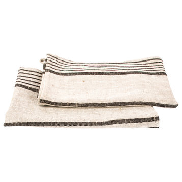 Provence Linen Prewashed Tea Towels, Set of 2, Black