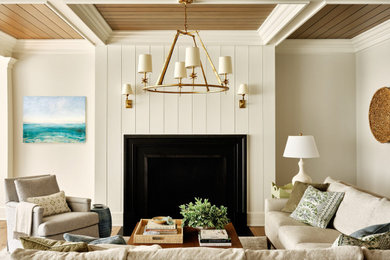 Beach style living room photo in Providence