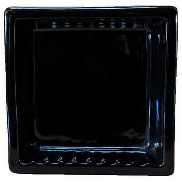 Porcelain Square Recess Shelf Niche Shampoo Soap Bathroom Shower, Black Glossy