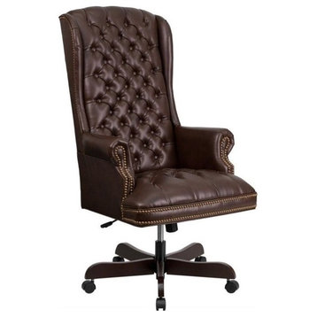 Scranton & Co Traditional Leather Executive Office Chair in Brown