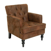 GDF Studio Madene Tufted Back Fabric Club Chair, Brown