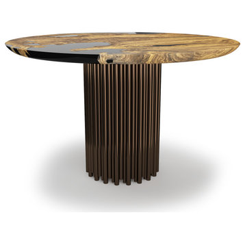 Hagno Round Dining Table, Bronze Base, 4 Seater