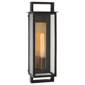 Halle Medium Narrow Wall Lantern in Aged Iron with Clear Glass