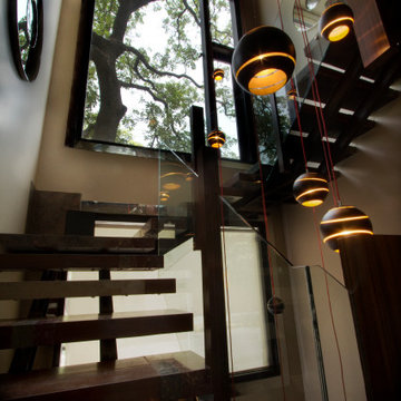 Staircase, with stylish Italian lights, titled 'Bond'