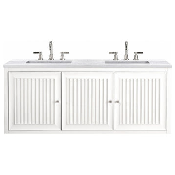 60 Inch Modern White Double Sink Bathroom Vanity Solid Surface, James Martin