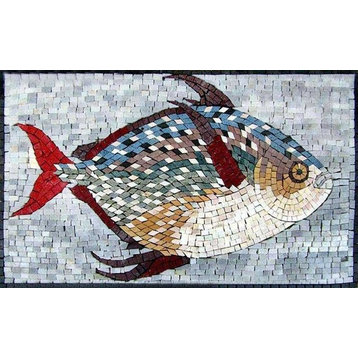 Beautifully Colored Fish Marble Mosaic, 18"x30"