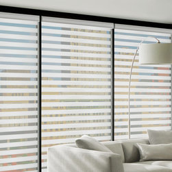 Contemporary White Living Room Custom Window Roller Shades by Hunter Douglas - Roller Shades