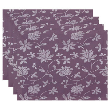 18"x14" Traditional Floral, Floral Print Placemat, Lavender, Set of 4