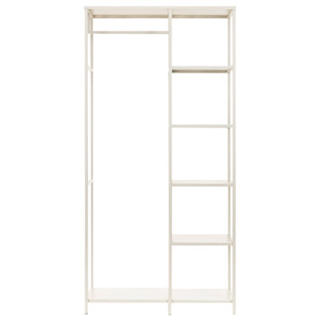 Metal Shelf Storage With 5 Shelves and Rod, White