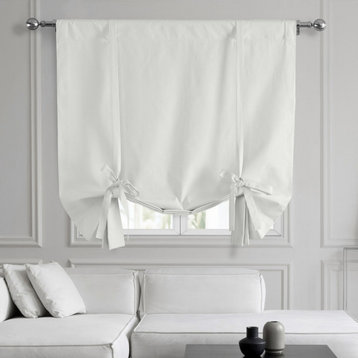 Prime White Solid Cotton Tie-Up Window Shade Single Panel, 46W x 63L