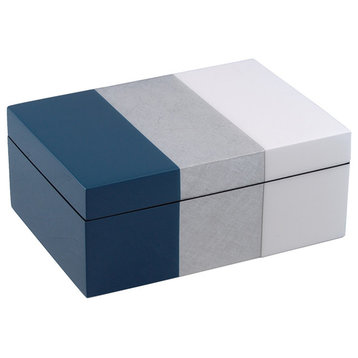 Lacquer Medium Box, Navy Blue, Shine Silver, White