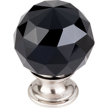 Top Knobs  -  Black Crystal Knob 1 3/8" w/ Brushed Satin Nickel Base