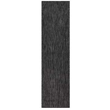 Carmel Texture Stripe Indoor/Outdoor Rug, Black, 1'11"x4'11" Runner