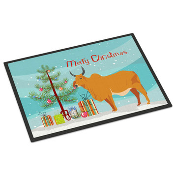 Caroline's TreasuresZebu Indicine Cow Christmas Doormat 24x36 Multicolor