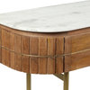Myles Modern Solid Mango Wood, Iron, & Marble Two Drawer Console Table