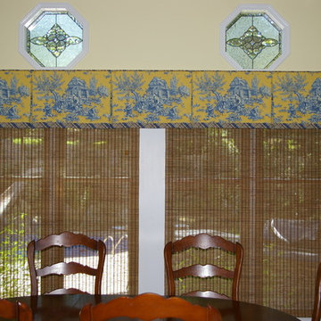 Kitchen Box Pleat Valance With Toile De Jouy Fabric