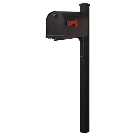 Titan Steel Curbside Mailbox and Wellington Post, Black