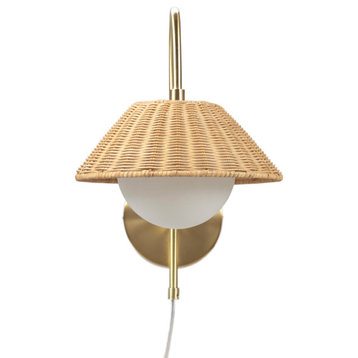 INK+IVY Laguna Rattan Weave Shade Wall Sconce, Gold