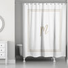 Beige and White Monogrammed Shower Curtain, M
