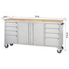 Trinity Stainless Steel 72" Rolling Workbench