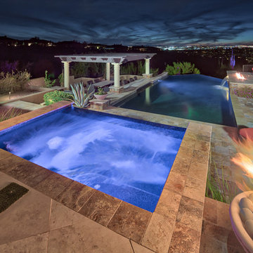 North Scottsdale Modern Backyard with Negative Edge Pool