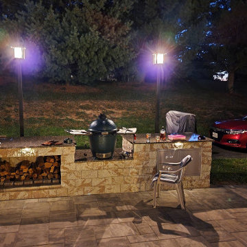 Paver Patio with Custom Bar and Lighting